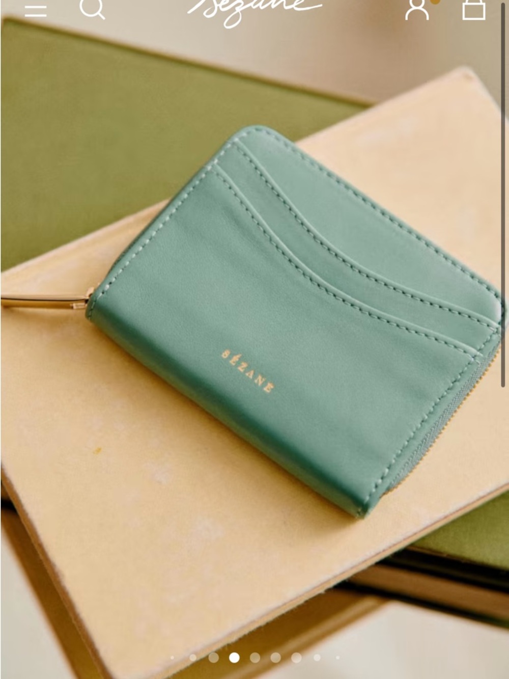 Sezane Small Auguste Wallet in Smooth Sea Green
